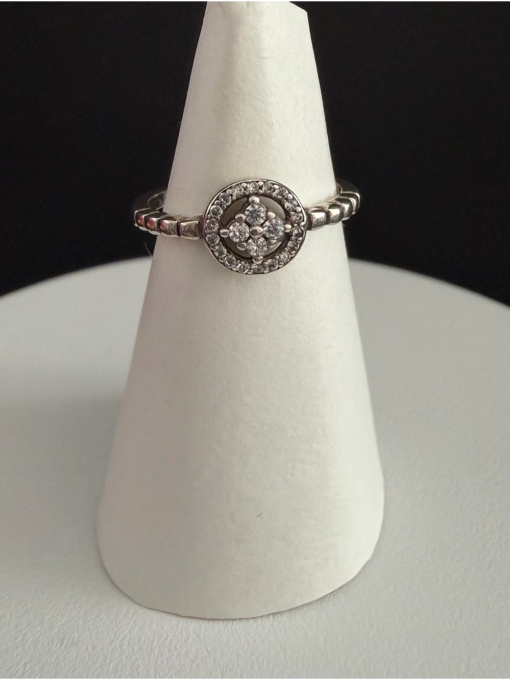 Sterling Sterling 925 Round Crystal Cluster Ring size 7